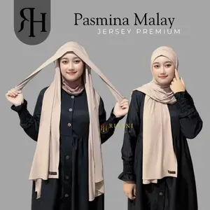 Pasmina Malay Jersey/Hijab Phasmina Maleysia/Jilbab Tali Malay Muslim Panjang 180x70