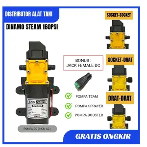 Dinamo Pompa Steam 160psi 7Lpm Pompa DC 12v Otomatis On/Off dengan Jack Female Gratis Ongkir - Air, Keran Sprayer