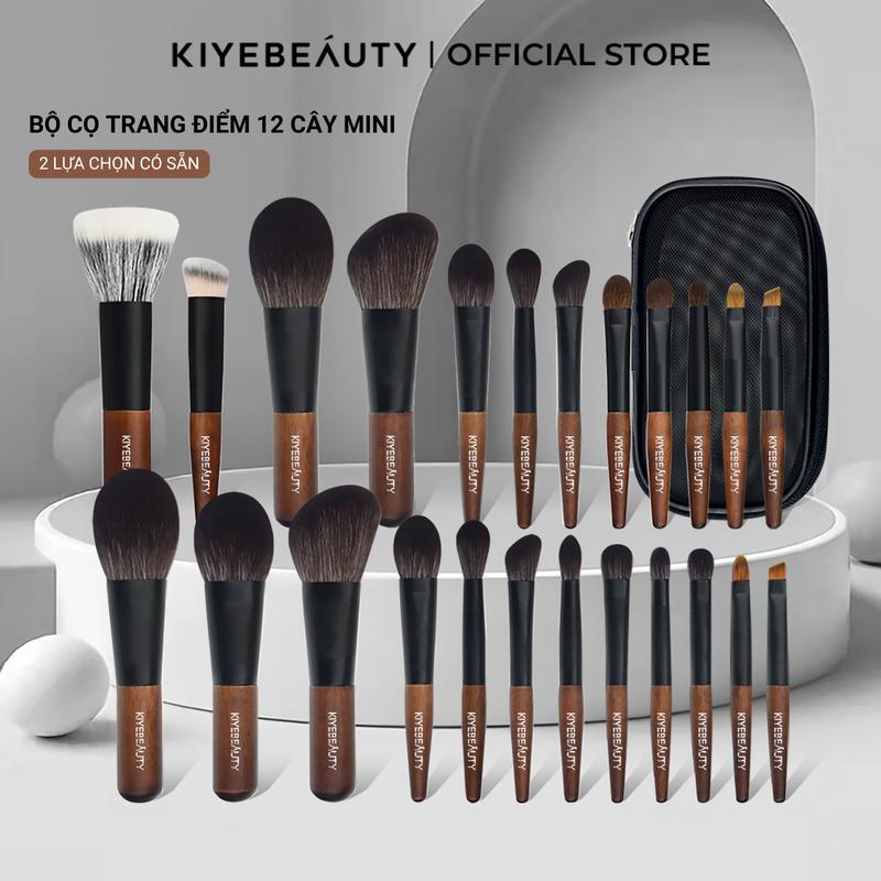 Bộ 12 Cọ Trang Điểm Mini KIYE Chuyên Nghiệp Tiện Lợi Kèm Túi Đựng