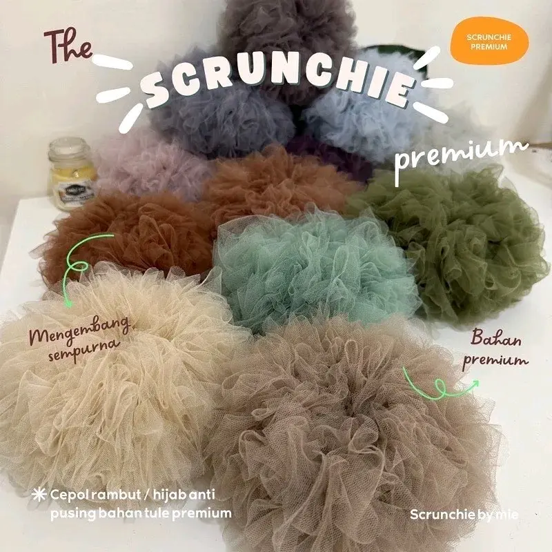 cepolan hijab ikatan rambut scrunchie cepol premium tille anti pusing Kunciran anti panas Karet