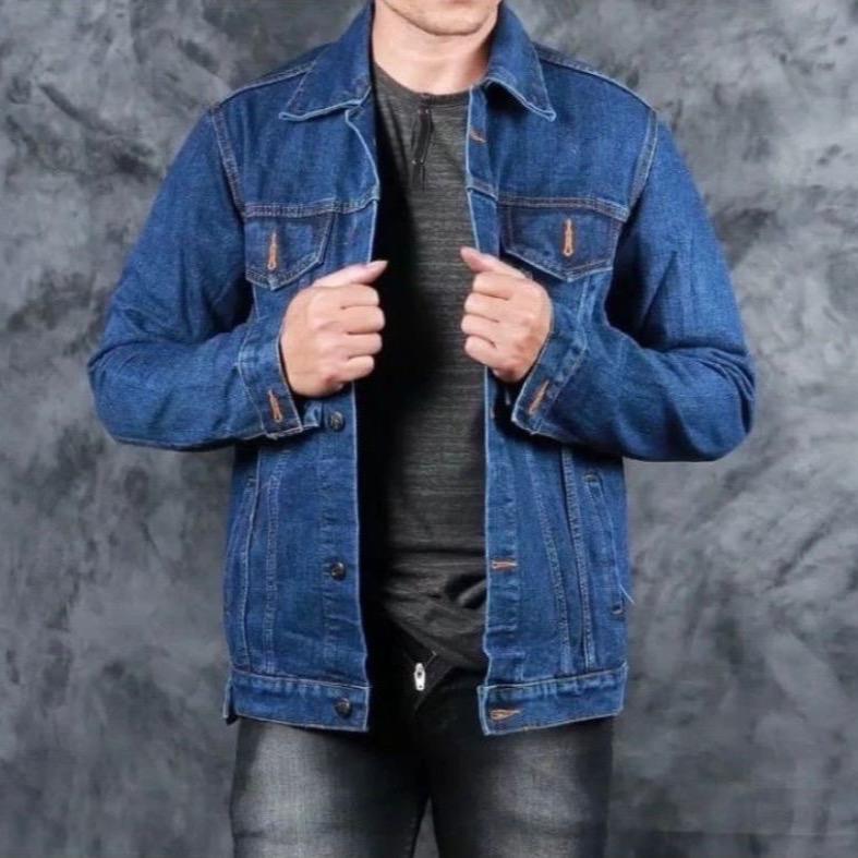 Jaket Jeans Premium Pria Wanita Oversize Nyaman Tebal Denim 7