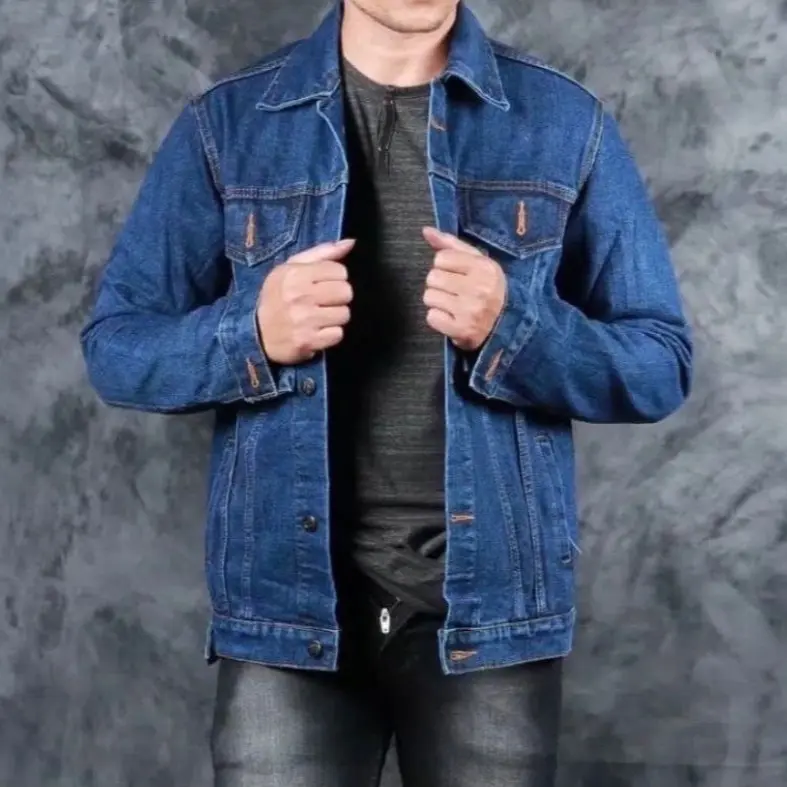 Jaket Jeans Premium Pria Wanita Oversize Nyaman Tebal Denim 7