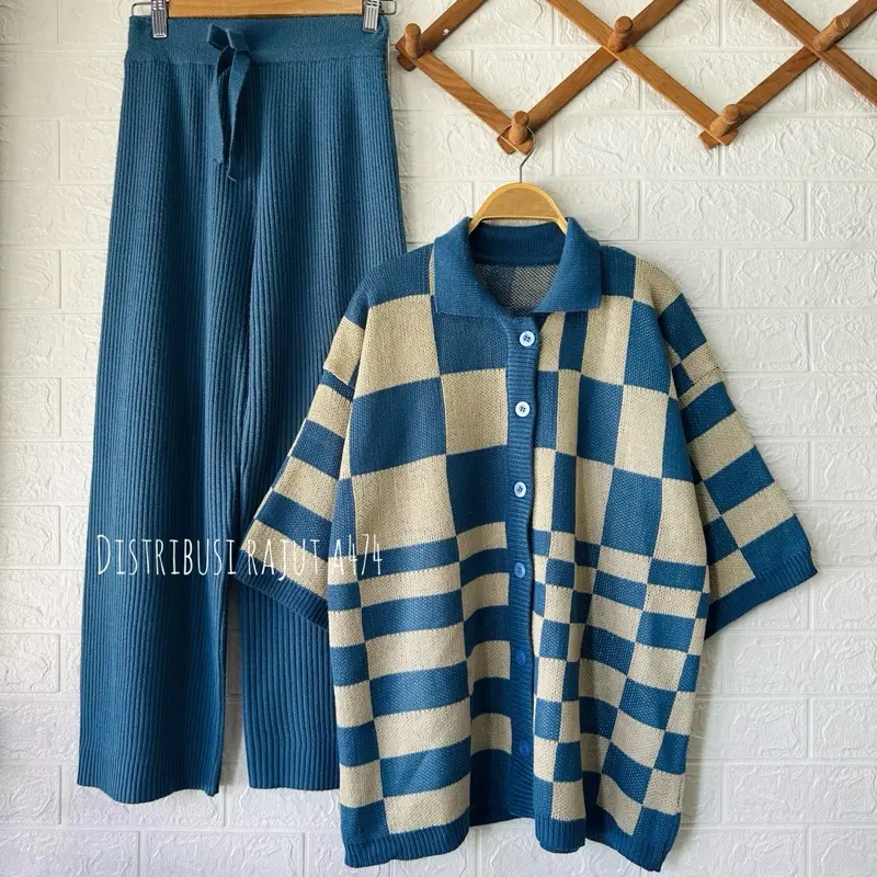 ONESET KNITWEAT OUTFIT FUJI SETELAN CELANA KULOT RAJUT WANITA Baju Atasan Nyaman Panjang