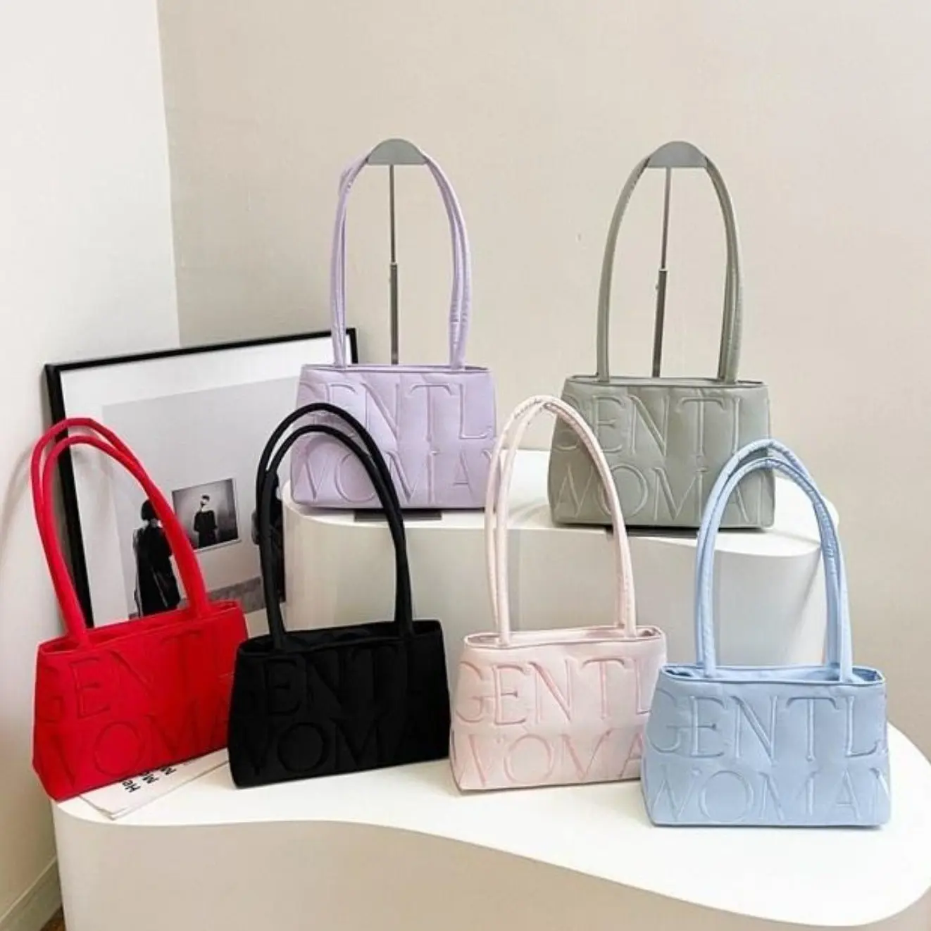 STAY YOUNG #S6096 Ballerina Bag Spring Summer Nylon Embroidered Letters Casual Shoulder Bag Colorful Lightweight Womens Fahsion Ballet Bag Underarm Bag