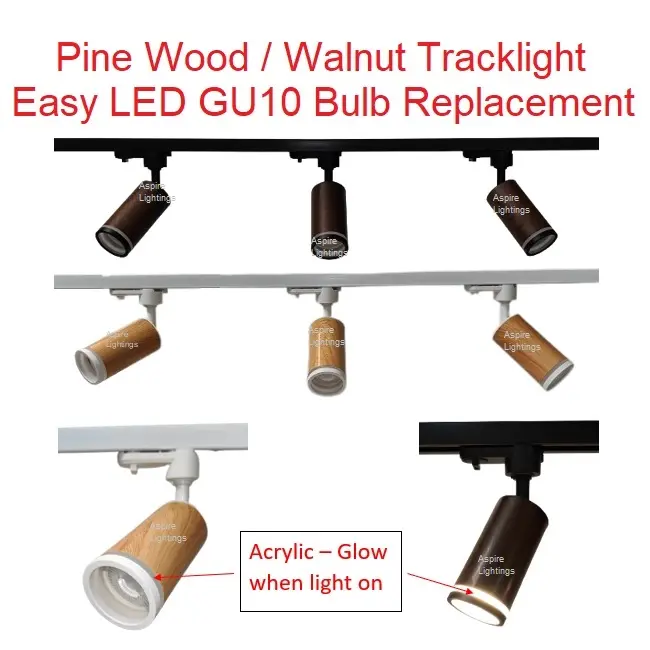 ASpire Lightings Wooden Tracklight Fitting GU10