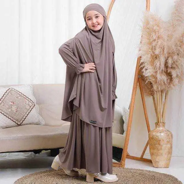 Gamis Anak Perempuan Syar'i Bahan Jersey Usia 3-13 Tahun tebaru Polos Dress Anak Pengajian Lebaran Baju Muslim Syari Wanita Remaja