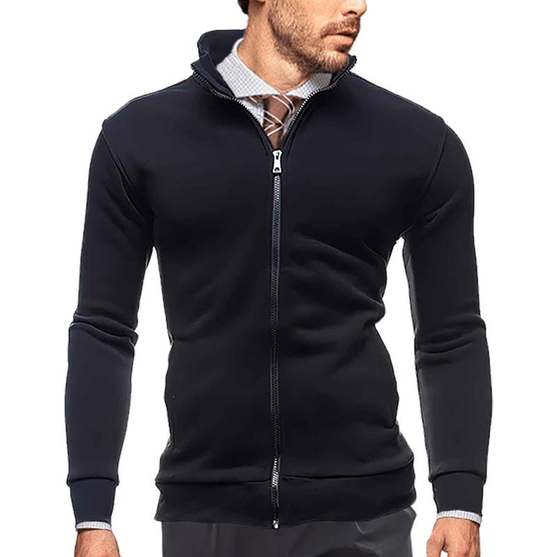 Sweaters for Men Cardigan Sweatshirt Hoodless Zip Up Jacket High Neck Lightweight Sueter Para Hom