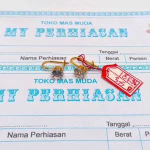 Anting desy wanita emas muda perhiasan trend emas muda