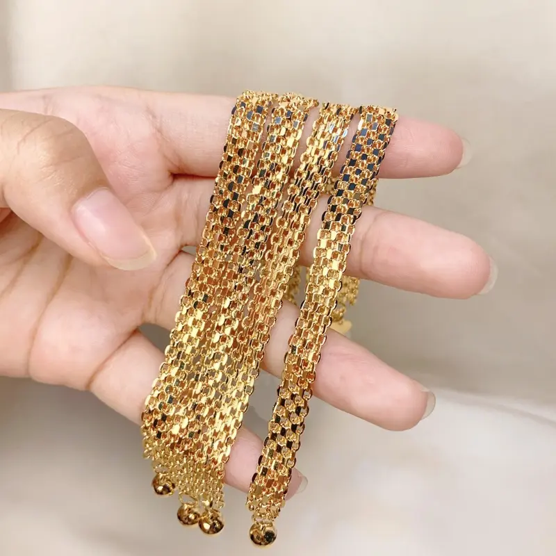 SWAN PERHIASAN Gelang Rantai Wanita Motif Gepeng Anti Luntur Perhiasan 045 3