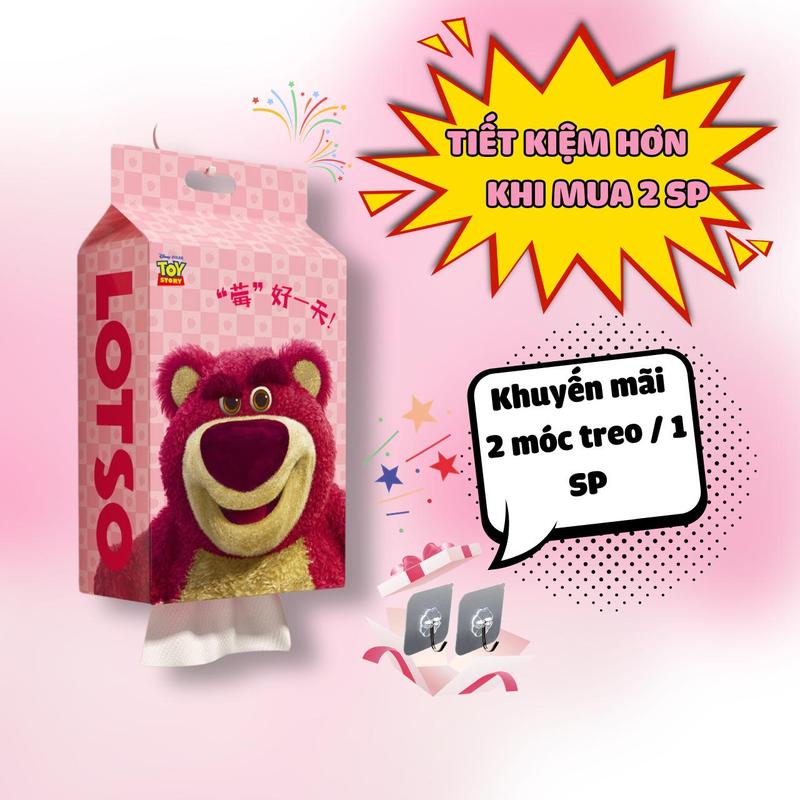 Khăn lau mặt khô đa năng Gấu Dâu Lotso bản treo tường tiện lợi