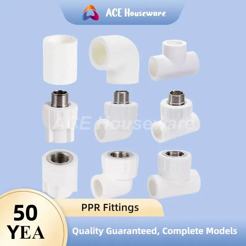 PPR Fittings Wholesale 1/2-3/4-1Inch PPR Male PPR Female PPR Elbow  PPR Coupling PPR Tee PPR Pipe Clamp End Cap Plug