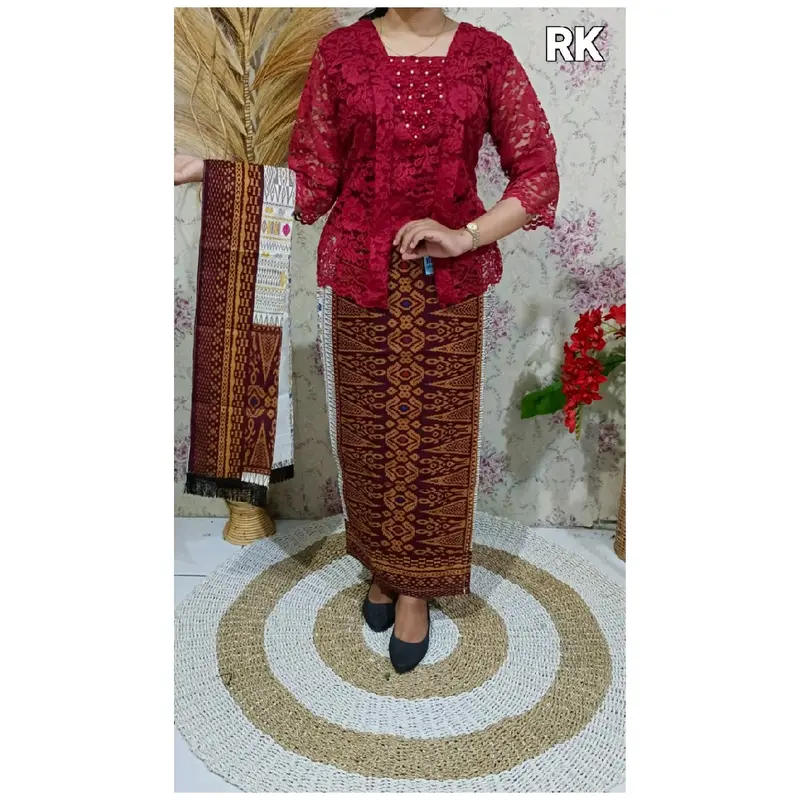 Set Rok Selendang katun&bluss renda 1
