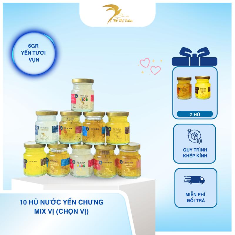 [AFF-KHO DTT] Tổng 12 hũ nước yến chưng sẵn (6gr yến t.ươi vụn/hũ 70ml)-Chọn vị- Yến sào Đỗ Thị Toán