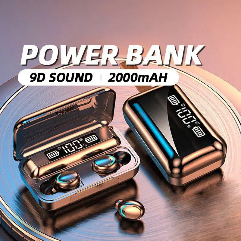 F9 wireless earphones Bluetooth TWS led dispaly binaural headset Waterproof HD calling CVC 8.0 noise reduction headphones