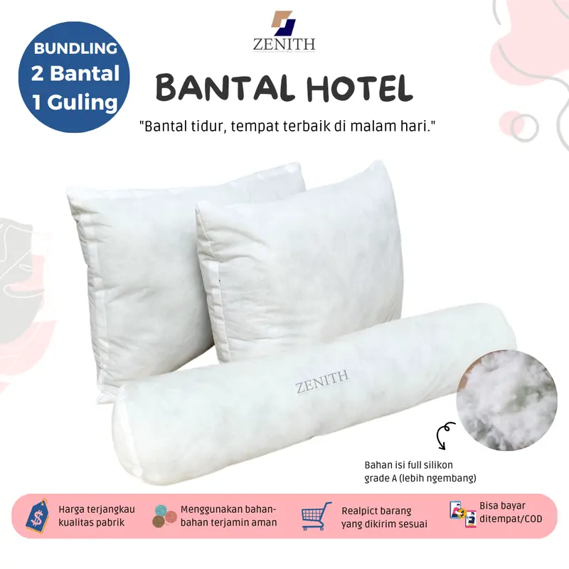 1 SET BANTAL GULING DEWASA Isian Menggunakan Full Silikon Tidak Mudah Kempes dan Awet Mengembang 0