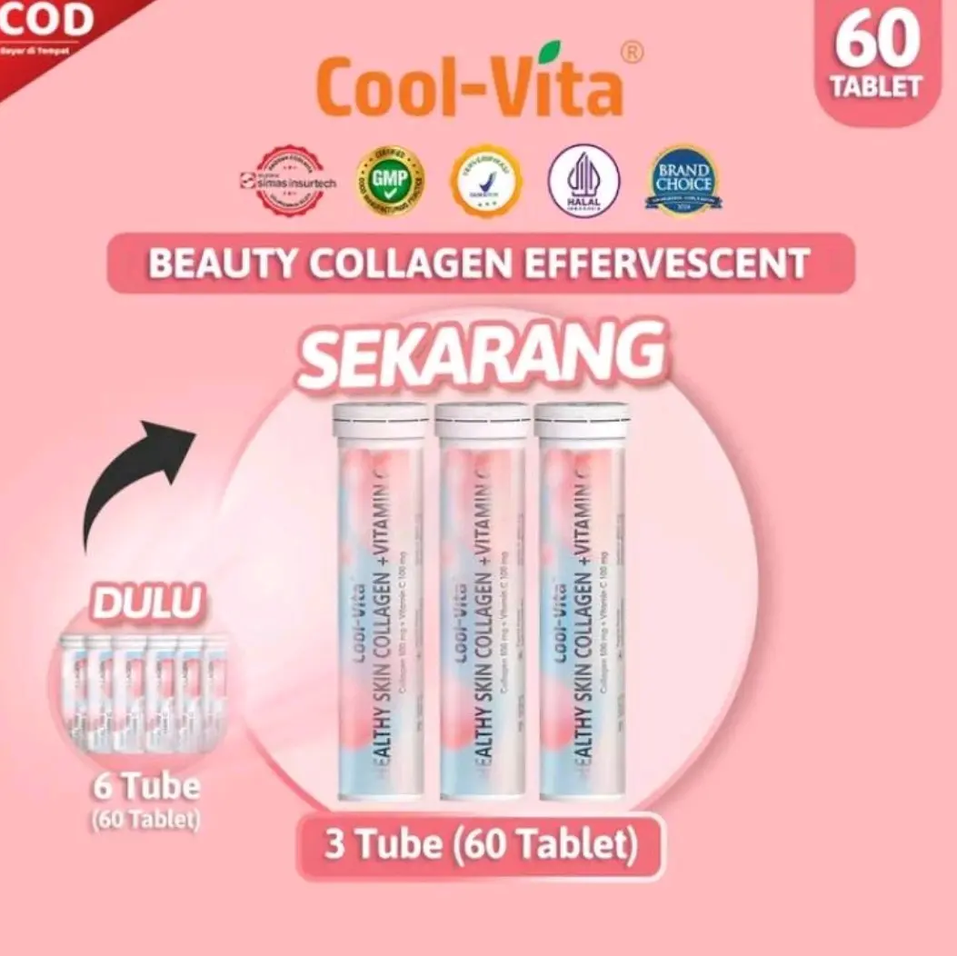Coolvita collagen paket cerah berainah 60tablet ( 3tube)