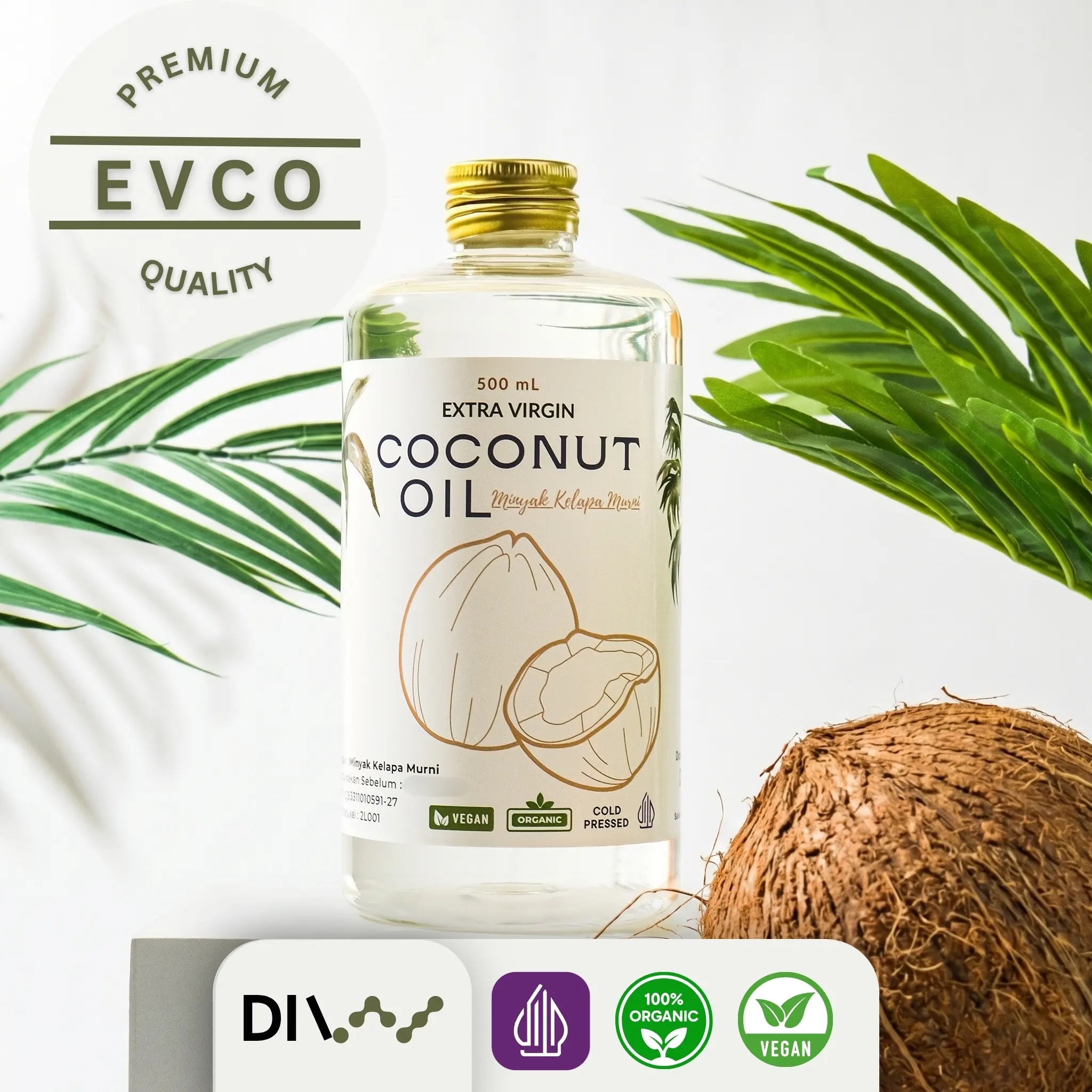 Extra Virgin Coconut Oil 500ml - VCO / Minyak Kelapa Murni by DIVV Nature