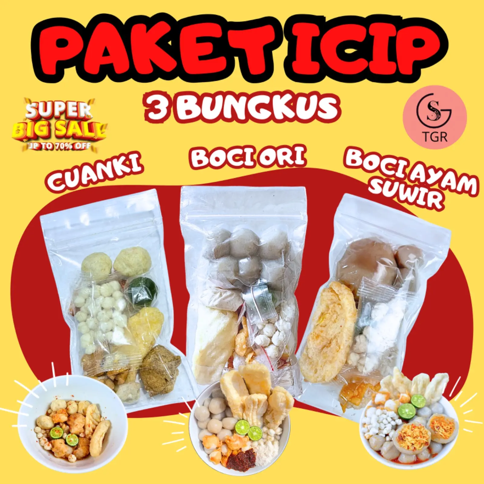 [PAKET ICIP 3 BUNGKUS] Baso Aci Ori,Cuanki Instan,Boci Ayam Ekonomis