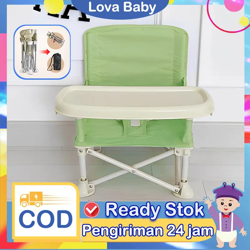 【Cuma 3 detik pasang】Kursi Makan Bayi Portable 4 in 1 - Multifungsi & Lipat untuk Travel/Outdoor 0