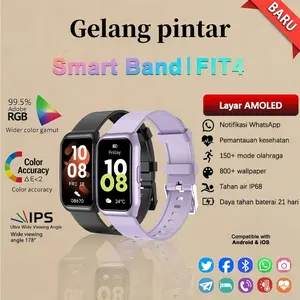 Smart Band FIT4 Bluetooth Dukungan WhatsApp |Bluetooth Pria Pemantauan Kesehatan|Jam tangan olahraga untuk lari dan berenang | Mendaki gunung dan bersepeda di luar ruangan | Tahan air profesional | Custom Wallpaper | for IOS & Android
