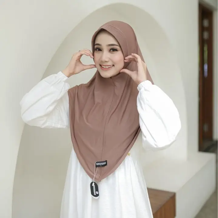 At - Tasmal Daily Hijab Bergo Hamidah Size L Matt Jersey Kerudung Instan Muslim Instan 0