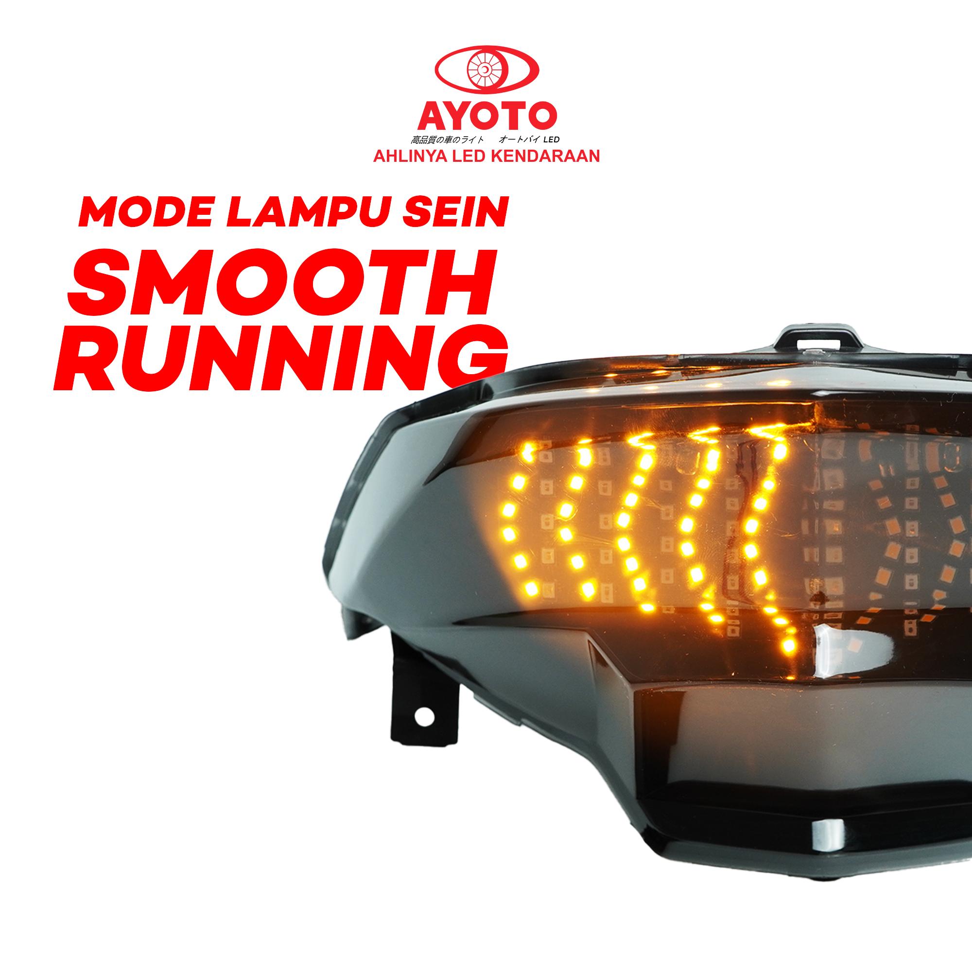 (BD) AYOTO Stoplamp Crystal RGB Full Set Running Motor Vario Beat FI/ESP & Deluxe LED Kualitas Tinggi Plug and Play 10 Mode Standby