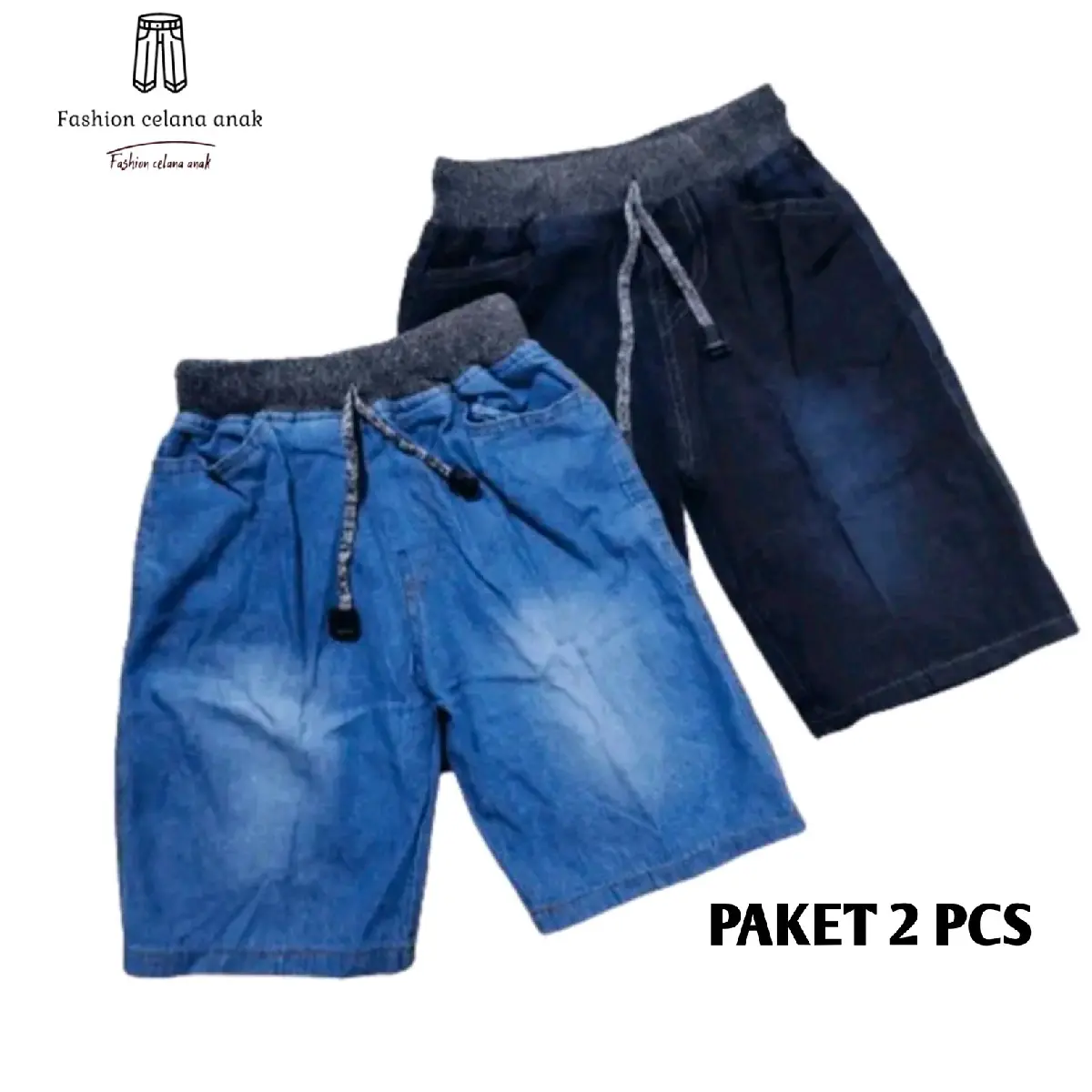 PROMO PAKET 2 PCS CELANA JEANS PENDEK ANAK LAKI-LAKI 6-10 TAHUN