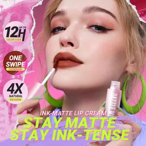 DAZZLE ME Ink-Matte Lip Cream dengan Finish Matte Nyaman dan Pigmented Tinggi Tahan Lama 12 Jam Hasil Matte Menawan