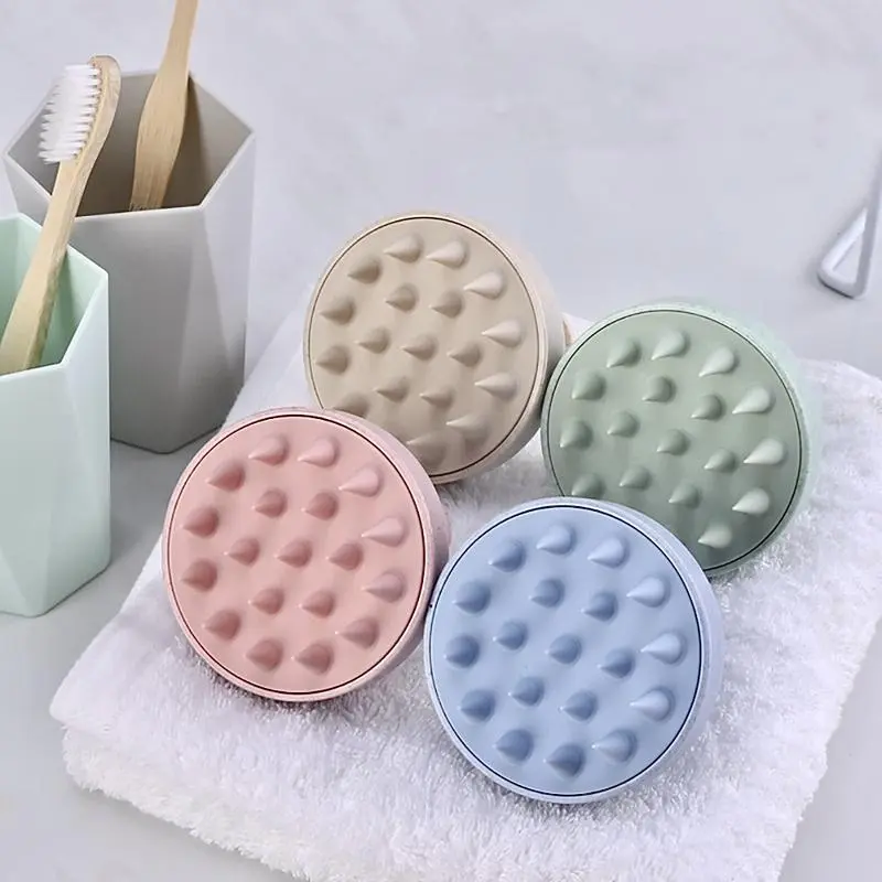 Scalp Massager, Wheat Straw Shampoo Brush Silicone Hair Care Scalp Scrubber Exfoliator Brush for Men Women Kids Pets Wet Dry Curly Straight