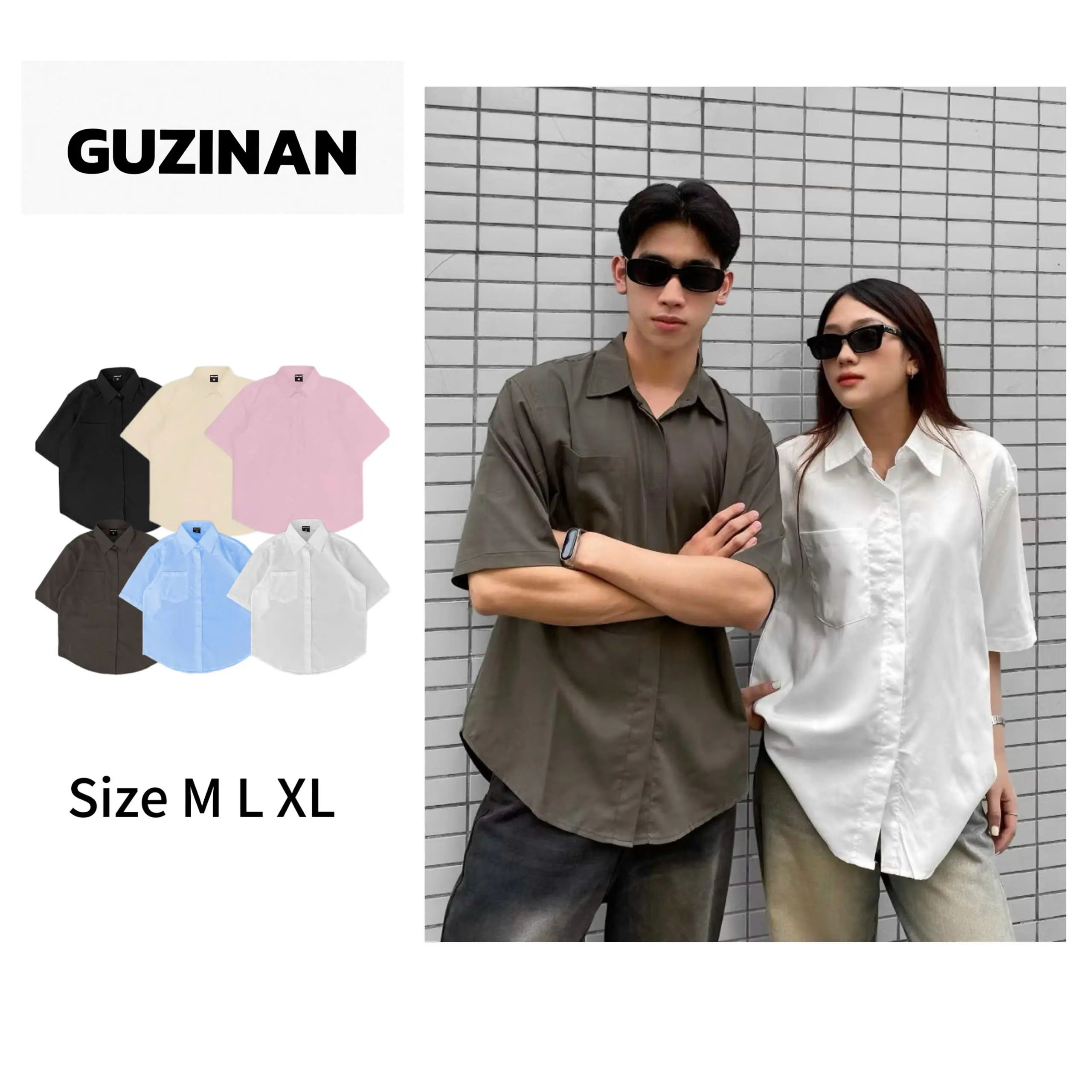 [DEAL MỞ BÁN  ] Áo Sơ Mi Cộc Tay Chất Liệu  Vải Thô Hàn Thoáng Mát Nam Nữ Unisex
