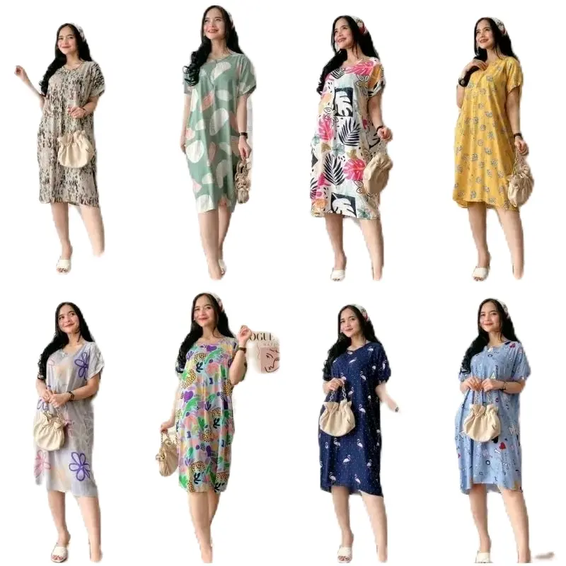 Paket Hemat Daster Rayon 100 Ribu Dapat 3pcs - Bahan Rayon Viscose Dress Wanita Bumil Motif Pendek Busui cuci kering plus size gaun malam 2