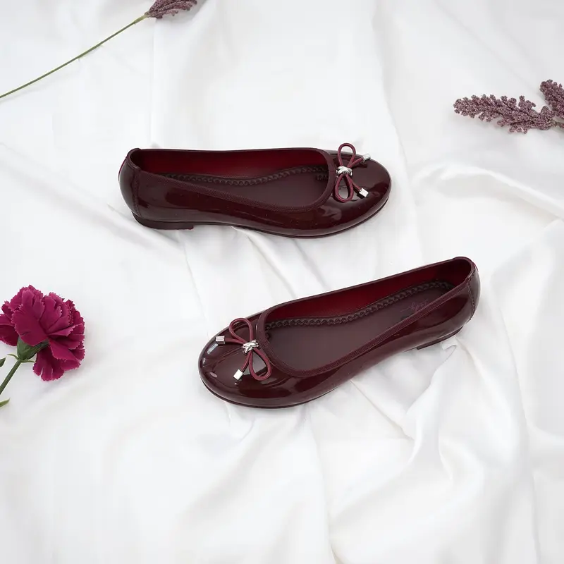PORTO LSA-1 - Flatshoes Wanita Balet Casual Pita Korea | Flatshoes Wanita Elegan | Flatshoes Kuliah | Flatshoes Kerja Wanita | CherryRed | Chocolate 2