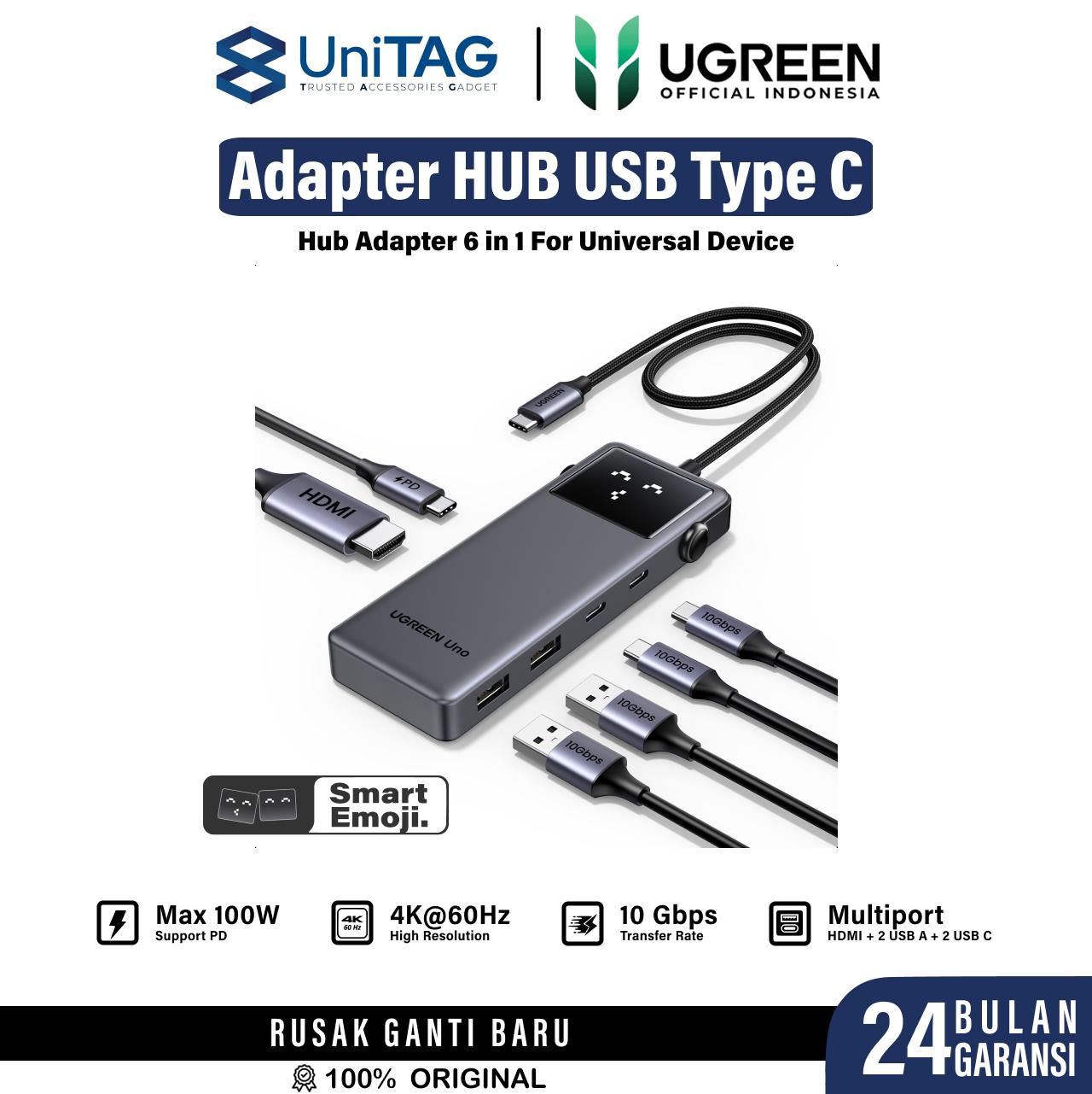 UGREEN Hub 7 in 1 USB C to 2A 1C HDMI 1RJ45 PD Uno - CM888 45155