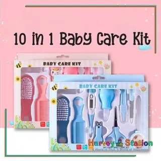 Baby Care Kit Set Termo Alat Perawatan Bayi 10in1 Termometer Sisir Gunting Pembersih Kuku Bayi Hadiah Lahiran Newborn Gift COD Biru Perlengkapan