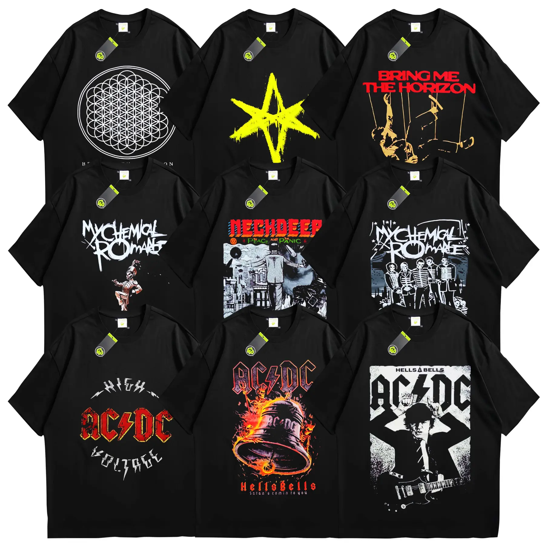 T-shirt Band Skena Vintage Woopie Project | Kaos Musik Motif Keren BMTH MCR ACDC Hitam | Baju Kaos Distro Cowok Remaja Pria Wanita Dewasa Atasan Bahan Katun Combed Lembut Nyaman