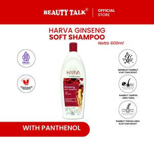 Harva Natural Soft Shampoo Ginseng 600ml - Sampo Perawatan Rambut Rontok Kering Ketombe Dengan Ginseng Vitamin & Silk Protein | Haircare Halal BPOM Conditioner Pemanjang