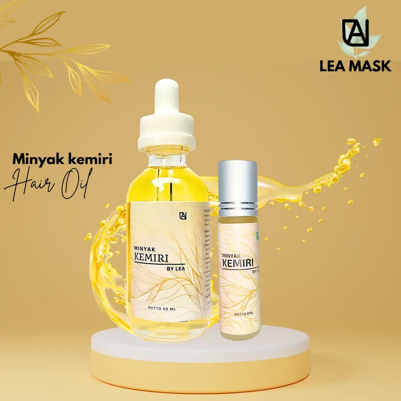 [Paket Bundling] MINYAK KEMIRI MURNI 60 ML & ROLL ON 8 ML BY LEA MASK PENYUBUR RAMBUT Rontok Ketombe Haircare Perawatan Kering Menghitamkan Berminyak 0