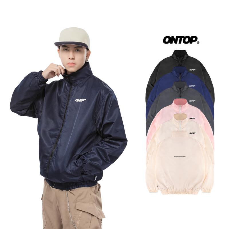 Áo khoác dù trơn nhiều màu nam nữ ONTOP cổ trụ có túi trong bo chun tay áo và thân áo local brand | O24-AK3