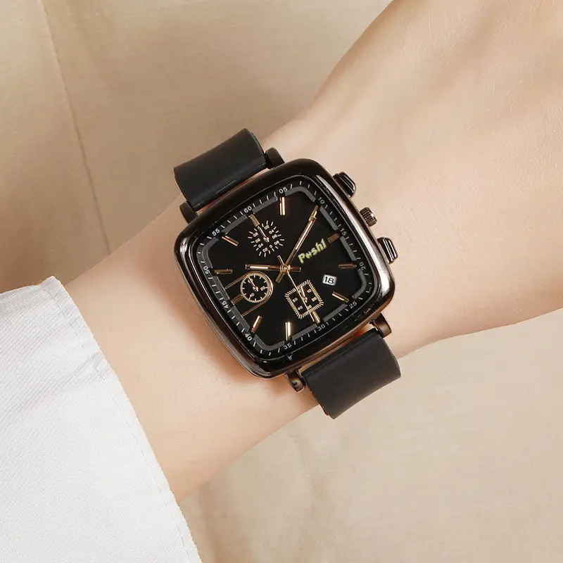 Đồng Hồ Vuông, Thời Trang Mới, Dành Cho Nam Và Nữ, Nhỏ Và Cao Cấp, Thích Hợp Cho Các Cặp Đôi, Mặt Số Lớn, Lịch Dạ Quang, Đồng Hồ Thạch Anh Cổ Điển 7