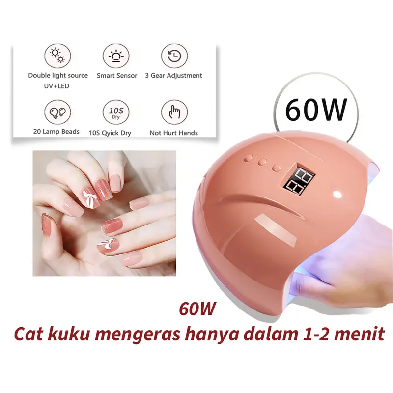 Paket Nail Art Pro 120W UV/LED Lampu Eksklusif Profesional Nail kuku Paket 47pcs Nail Aksesori Pilihan 40 Warna PolishSalon Menyembuhkan Minyak alat sinar nail tool set TonerBotol Foot 2