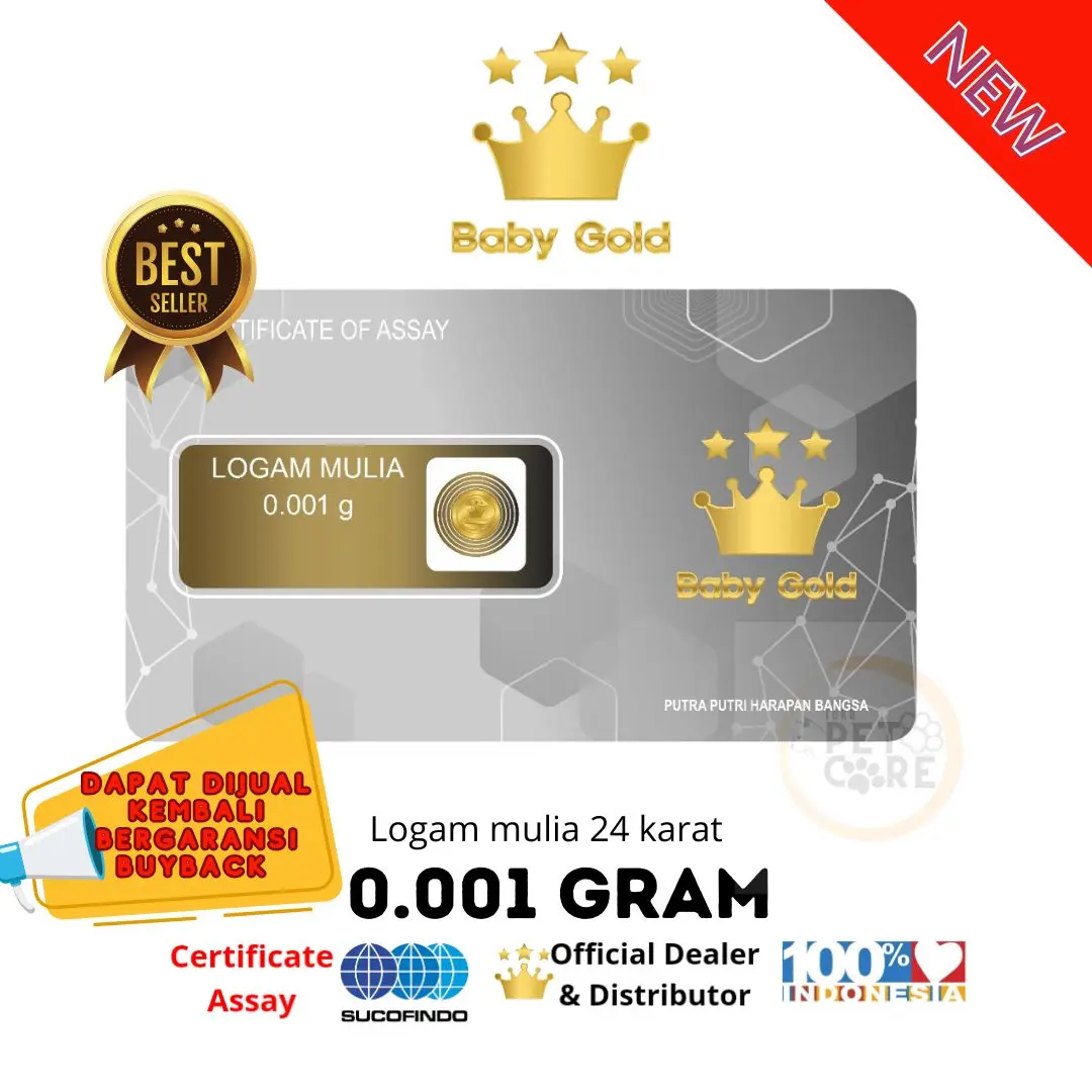 PAKET BABYGOLD 0.001GRAM 30PCS LOGAM MULIA EMAS MINI 24K