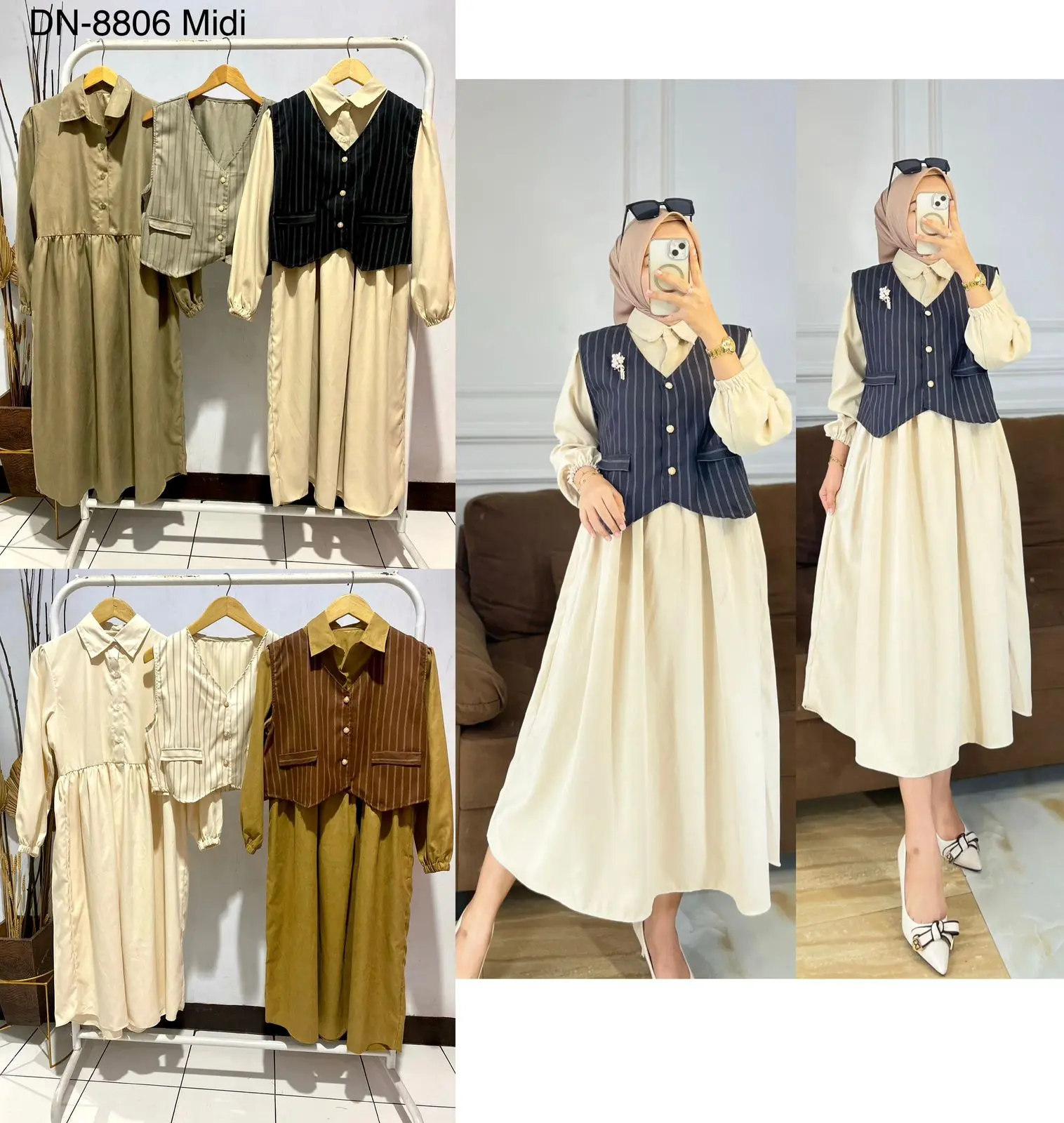 MIBY Dress Rompi Delina - Dress Polos - Rompi - Dress Premium - Swede Premium