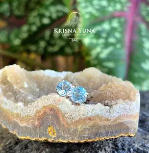 Natural Sky Topaz Silver Earrings