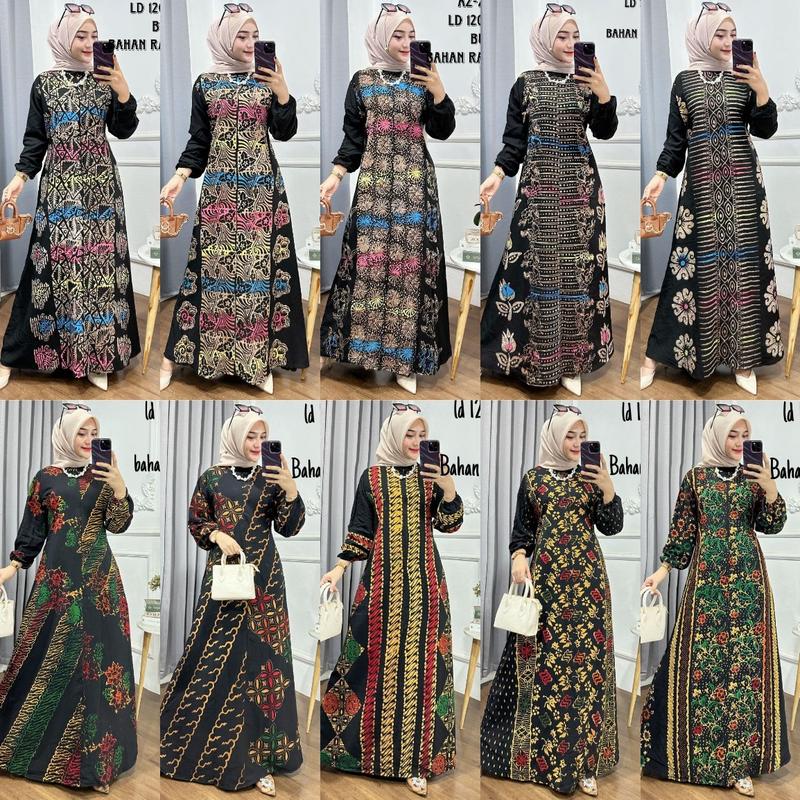 Product Introduction of Gamis Cap - Batik Multi Colour Bahan Rayon Super Jumbo Gamis Kekinian By Batik Cincaro muslim Wanita gaun lebaran kaftan crinkle maxi satin twill vanya hitam 《m》 • black baju brokat kondangan 2024 exclusive Premium 41