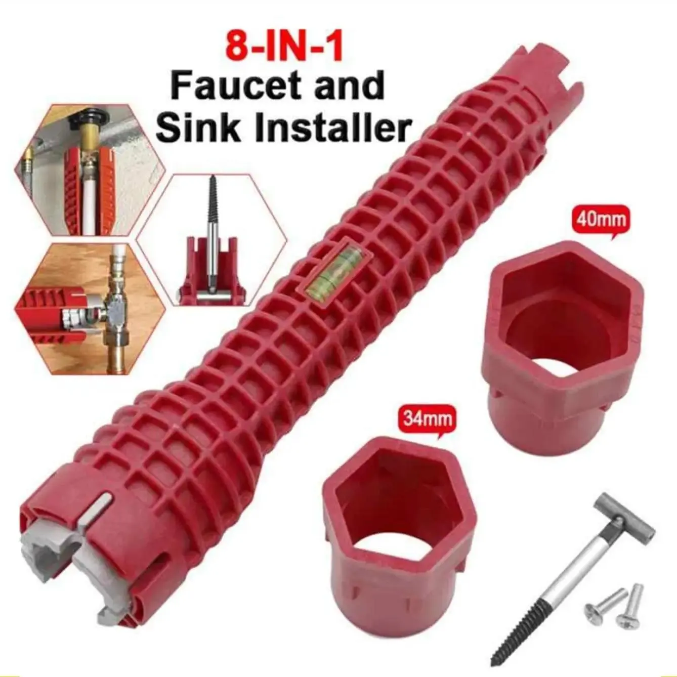 Dụng Cụ Lắp Đặt Vòi Và Bồn Rửa, 8 Trong 1, Dụng Cụ Cờ Lê Đa Chức Năng, Cờ Lê Đai Ốc 6 Ngạnh, Thích Hợp Để Sửa Chữa Nhà Bếp, Phòng Tắm Và Phòng Tắm
