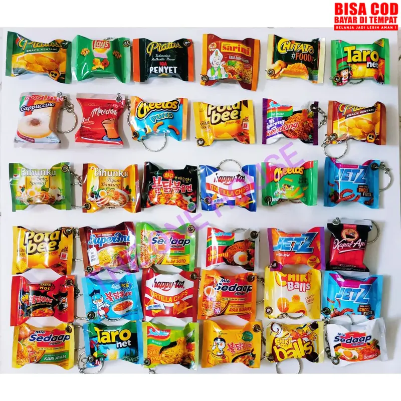 Gantungan Kunci Snack Motor Mobil Custom Unik Anime BTS Lucu Ganci Snack Nct Akrilik Boneka Murah dan Minuman Grosir Bisa Pilih Miniatur 1kg Souvenir Chains 2