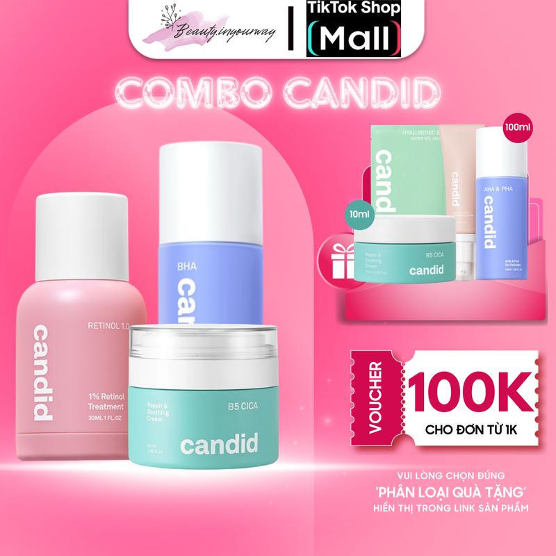 [Deal Candid] Tinh Chất Dưỡng Da Retinol Candid / AHA/BHA Candid/ BHA Candid/ B5 Cica Candid/, Hàng công ty có tem phụ