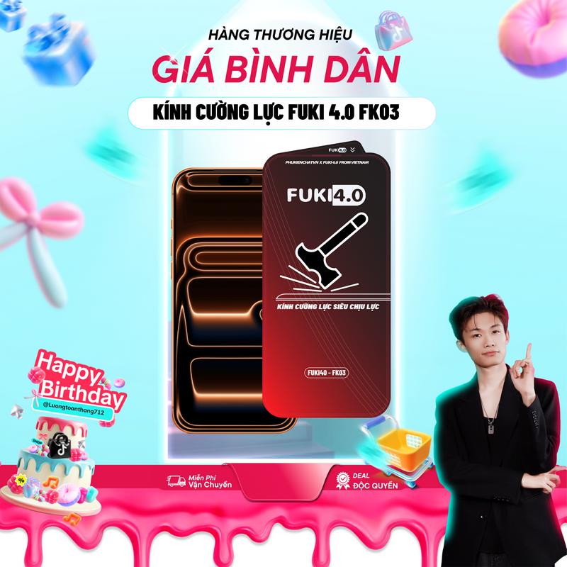 FUKI 4.0 X Luongtoanthang712 Kính cường lực cho Iphone siêu chịu lực FUKI40 FK03 cho ip 17 promax 16 15 14 13 12 11 xsm x xr plus air prm pro