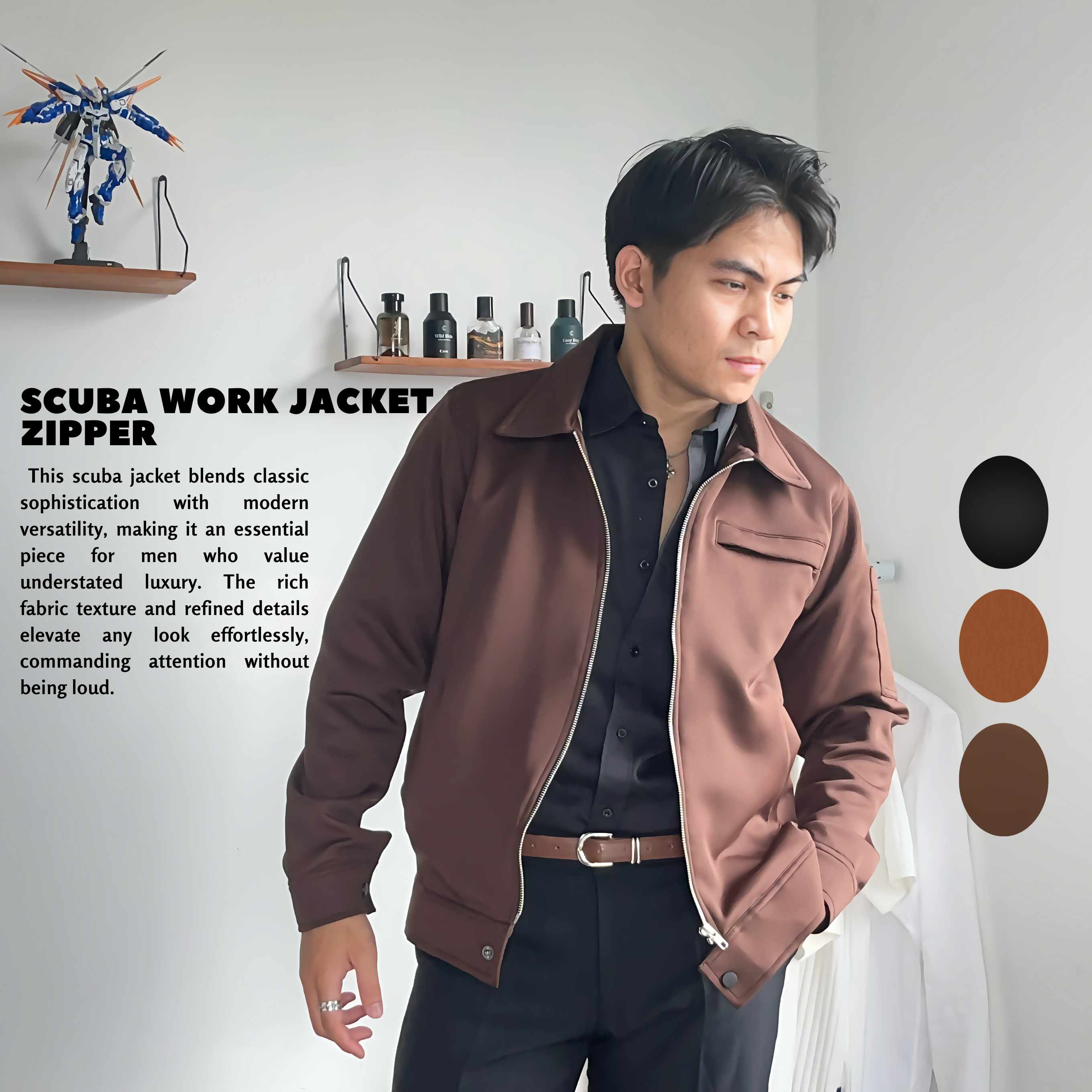 ARGTA Jaket Scuba Work Zipper Pria Premium
