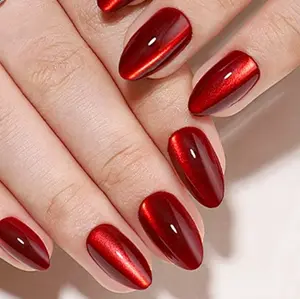 Kuku Palsu Cat Eye Super Short Pendek Merah Maroon isi 15 dus + lem